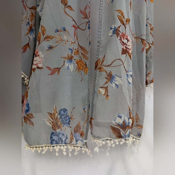 Floral Open Front M Kimono Boho Office Tasel Beach Cardigan (#1,326)‎ - Picture 7 of 12